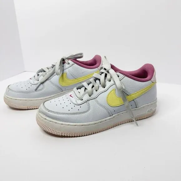 Nike Air Force 1 Low Gray Citron Fuschia Girls Sneakers Size 5.5Y