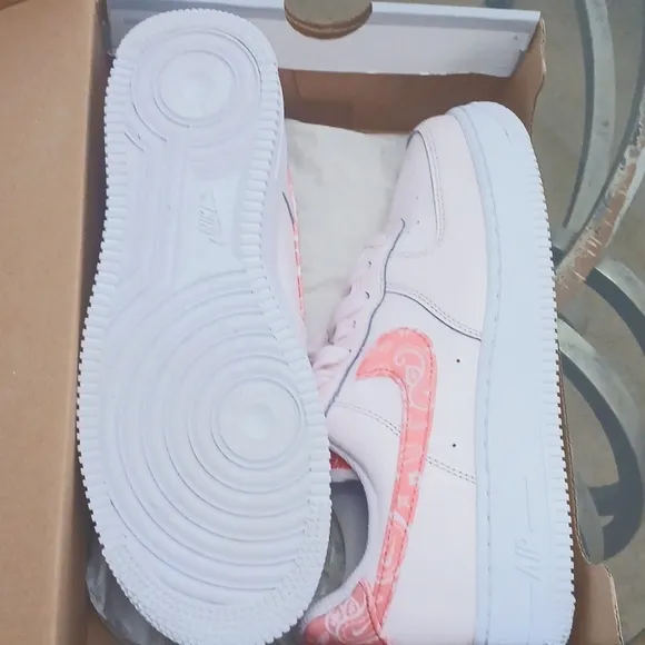 Nike Air Force Paisley White and Pink Sneakers
