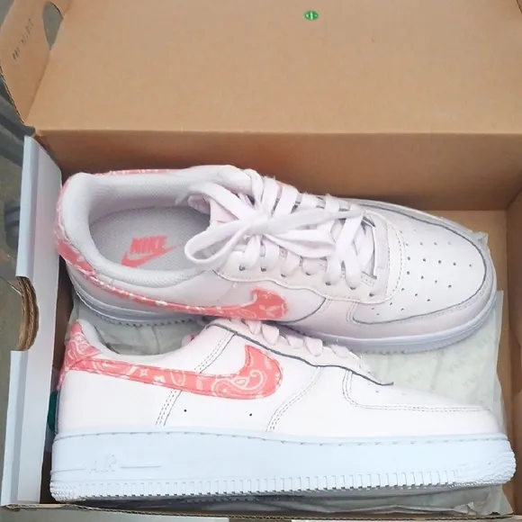 Nike Air Force Paisley White and Pink Sneakers