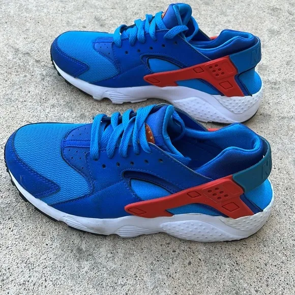 Nike Air Hurache Run GS Kids Casual Sneaker Blue/Orange Red Youth Size 5.5