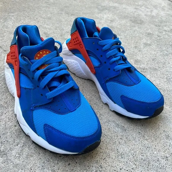 Nike Air Hurache Run GS Kids Casual Sneaker Blue/Orange Red Youth Size 5.5