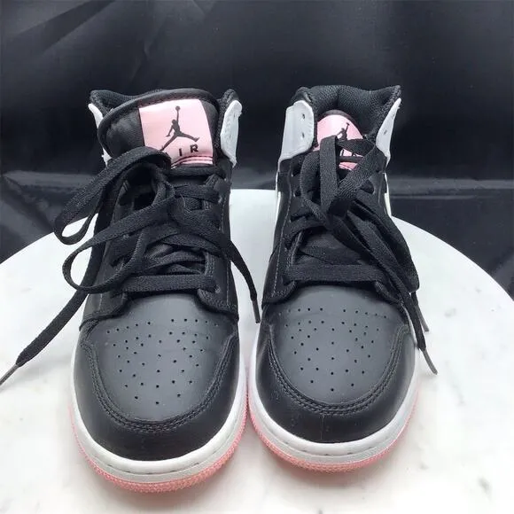 Nike Air Jordan 1 Mid GS Girls Kids 4.5 Youth Pink Athletic Casual Sneakers