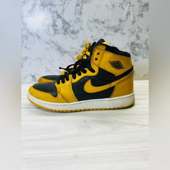 Nike Air Jordan 1 Retro High OG GS Pollen Size 6.5Y Yellow  Black 575441 701