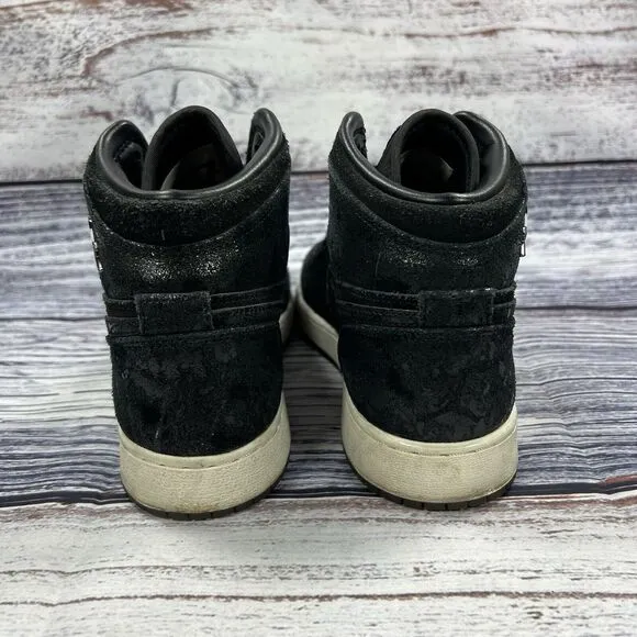Nike Air Jordan 1 Retro High OG Heiress Black Suede Sneakers, Youth Size 5.5