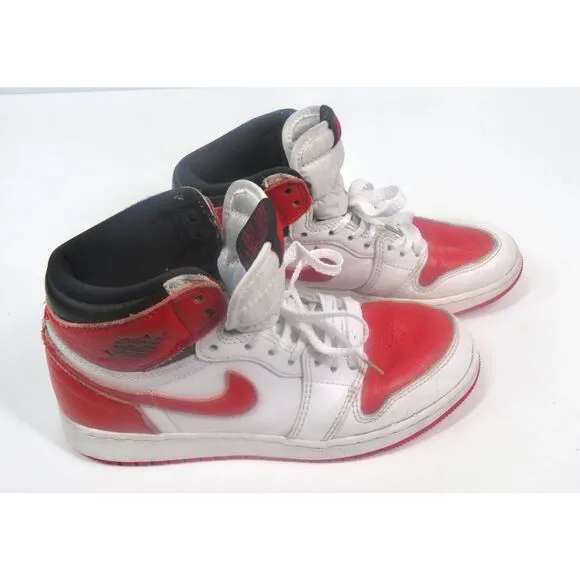 Nike Air Jordan 1 Retro High OG Heritage White Red 575441-161 Sneakers Boys 5Y