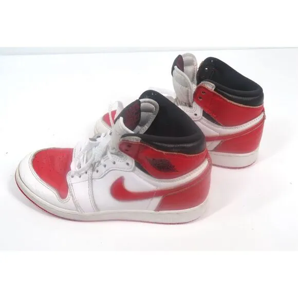 Nike Air Jordan 1 Retro High OG Heritage White Red 575441-161 Sneakers Boys 5Y