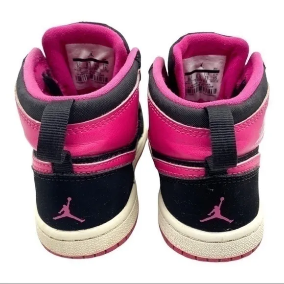 Nike Air Jordan 1 Retro High Top Black Vivid Pink Sneakers Size 9C