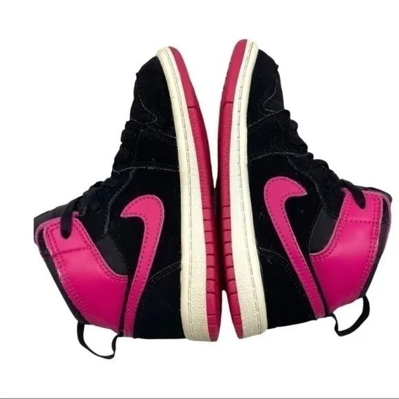 Nike Air Jordan 1 Retro High Top Black Vivid Pink Sneakers Size 9C