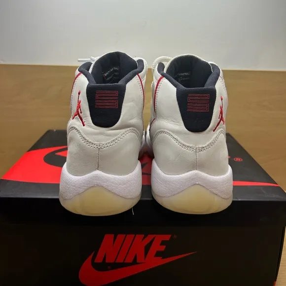 Nike Air Jordan 11 Retro GS Platinum Tint White Red Black 378038-016 Size 6Y