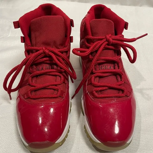 Nike Air Jordan 11 Retro GS 'Win Like '96' Sneakers - Red Patent, Size 10