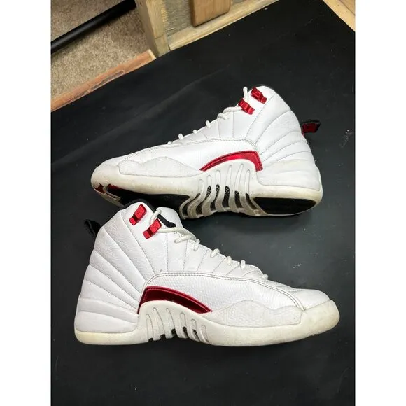 Nike Air Jordan 12 Retro White/Red Youth Sneakers Size 5.5Y