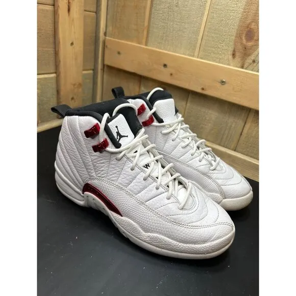 Nike Air Jordan 12 Retro White/Red Youth Sneakers Size 5.5Y
