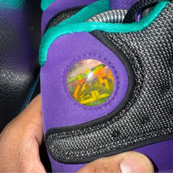 Nike Air Jordan 13 Retro Violet Teal Hornets 439358-027 6Y, No Box, Gently Worn