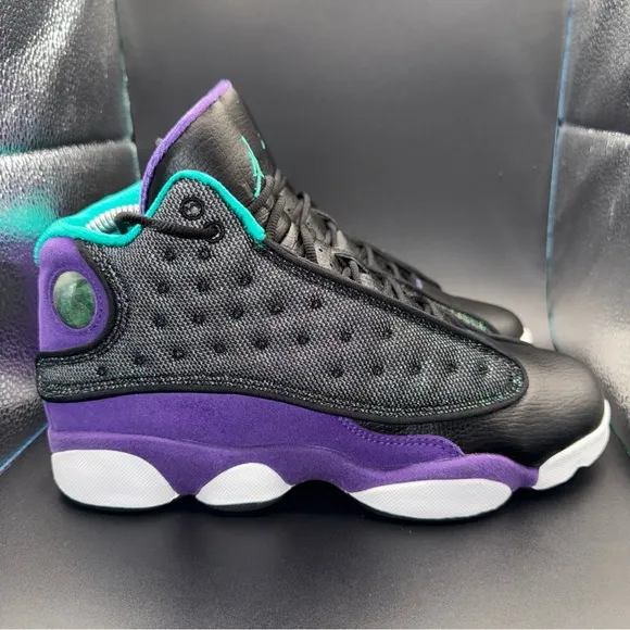 Nike Air Jordan 13 Retro Violet Teal Hornets 439358-027 6Y, No Box, Gently Worn