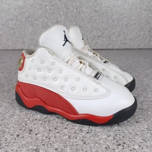 Nike Air Jordan 13 Retro White Red Sneakers Kids Shoes 8C
