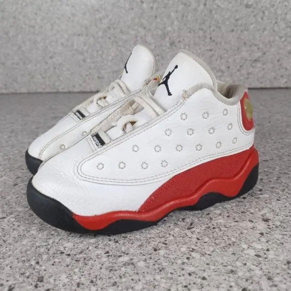 Nike Air Jordan 13 Retro White Red Sneakers Kids Shoes 8C