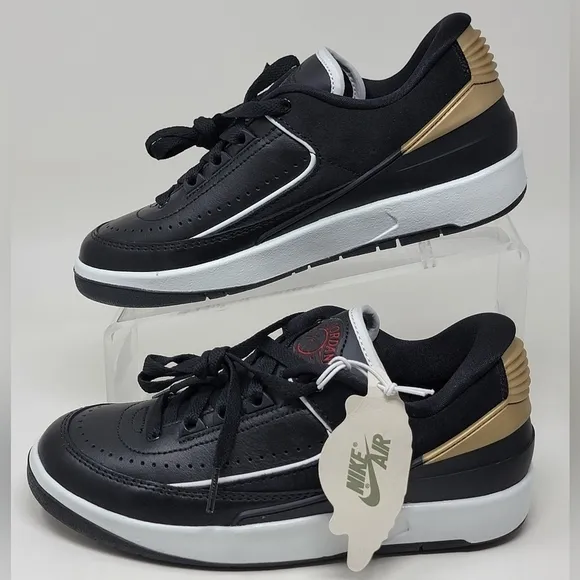 Nike Air Jordan 2 Retro Low Black White Sneakers DX4401-001 Women's Size 6 New