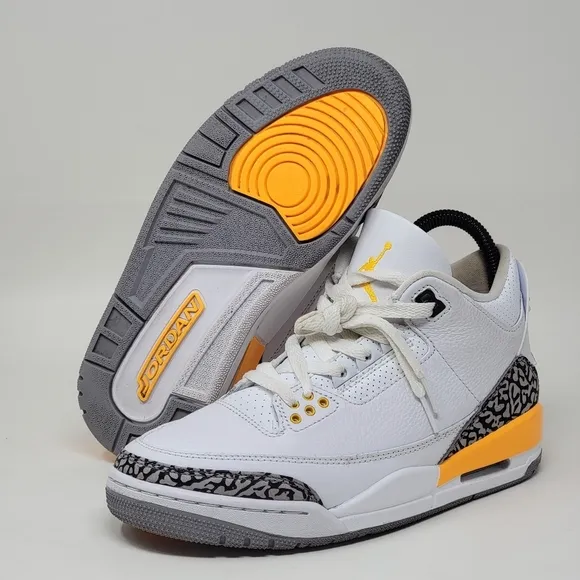 Nike Air Jordan 3 Retro CK9246-108 White Gray Sneakers Women's Size 7 Pre-owned