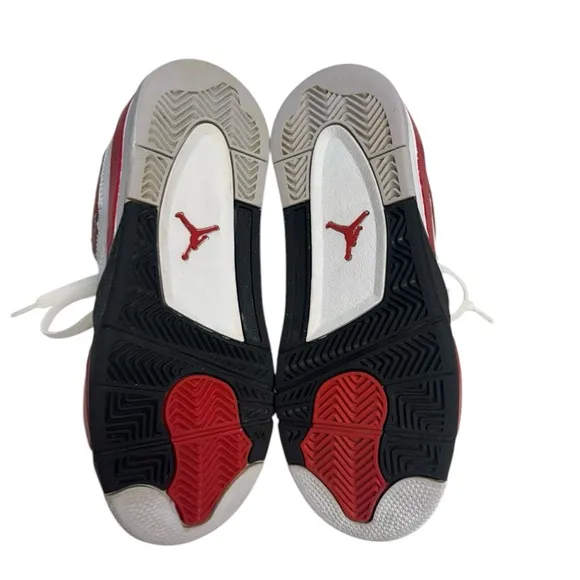 Nike Air Jordan 4 Retro Red Cement White Black Size 1 Youth