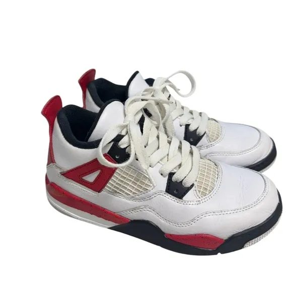 Nike Air Jordan 4 Retro Red Cement White Black Size 1 Youth