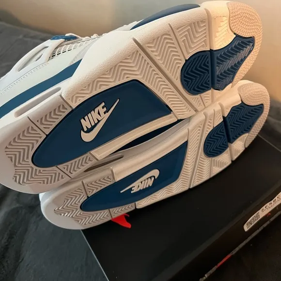 Nike Air Jordan 4 Retro White and Blue Sneakers
