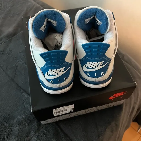 Nike Air Jordan 4 Retro White and Blue Sneakers