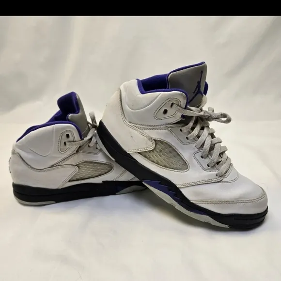 NIKE Air Jordan 5 Retro  3Y Concord Purple And White Youth Mid-Top Lace Leather