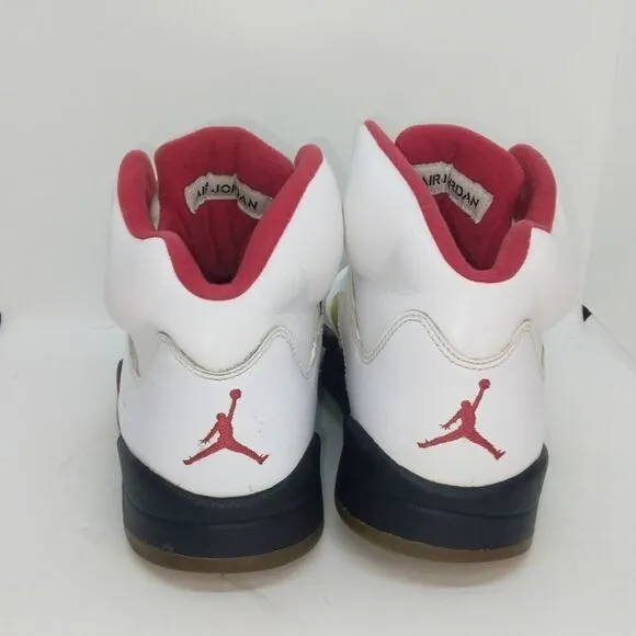 Nike Air Jordan 5 Retro Mens Pre-owned White/Gold/Red Sneakers - sz. 8