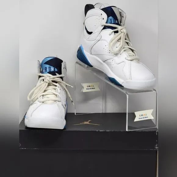 Nike Air Jordan 7 VII Retro BG Size 4.5Y Sneaker White Blue 304774-107 Pre-owned