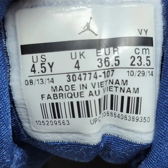 Nike Air Jordan 7 VII Retro BG Size 4.5Y Sneaker White Blue 304774-107 Pre-owned