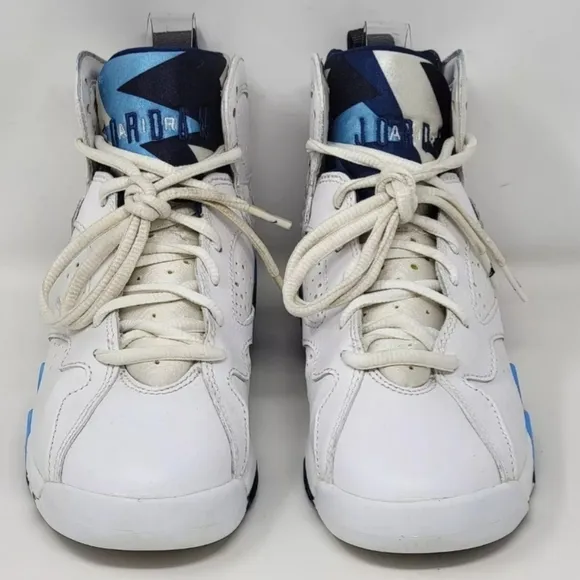 Nike Air Jordan 7 VII Retro BG Size 4.5Y Sneaker White Blue 304774-107 Pre-owned