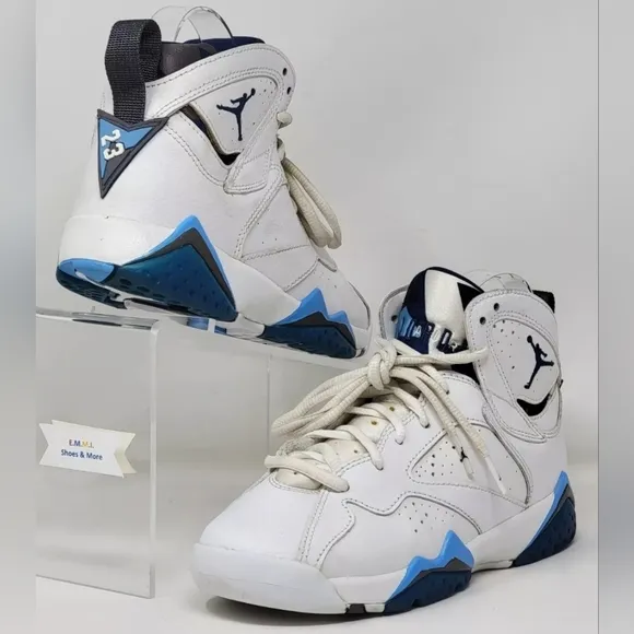 Nike Air Jordan 7 VII Retro BG Size 4.5Y Sneaker White Blue 304774-107 Pre-owned