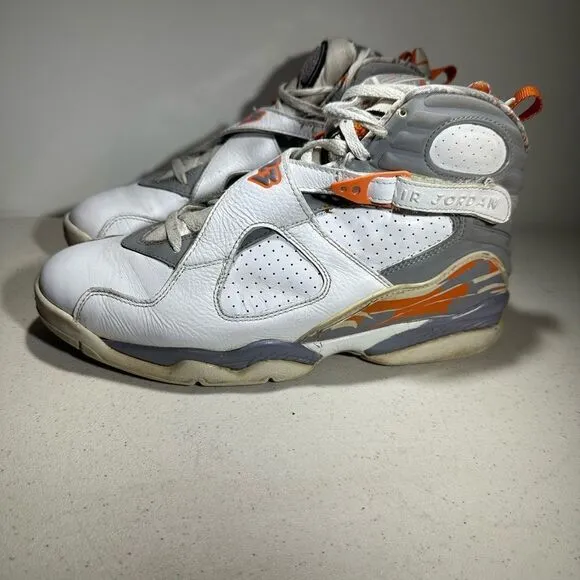 Nike Air Jordan 8 VIII Retro Orange Blaze Sneakers 305381-102 Mens Size 10,5