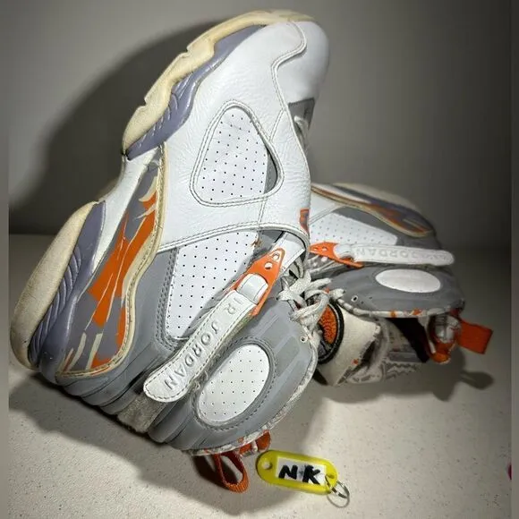 Nike Air Jordan 8 VIII Retro Orange Blaze Sneakers 305381-102 Mens Size 10,5