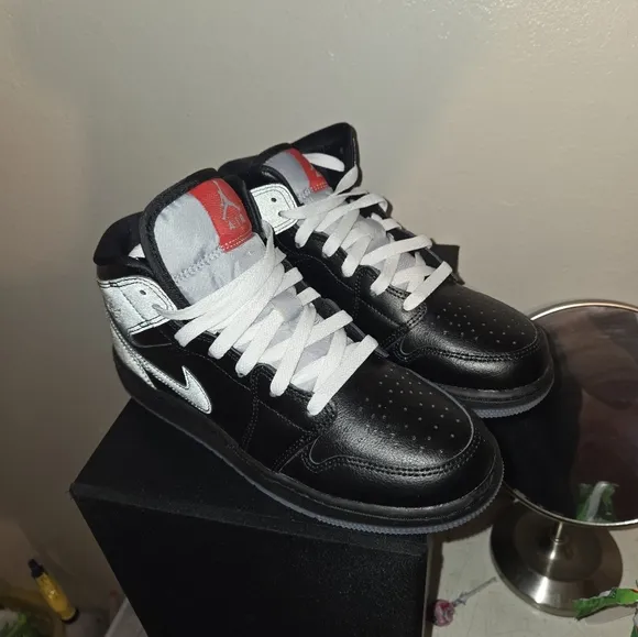 Nike Air Jordan Retro 1  Black and White Sneakers