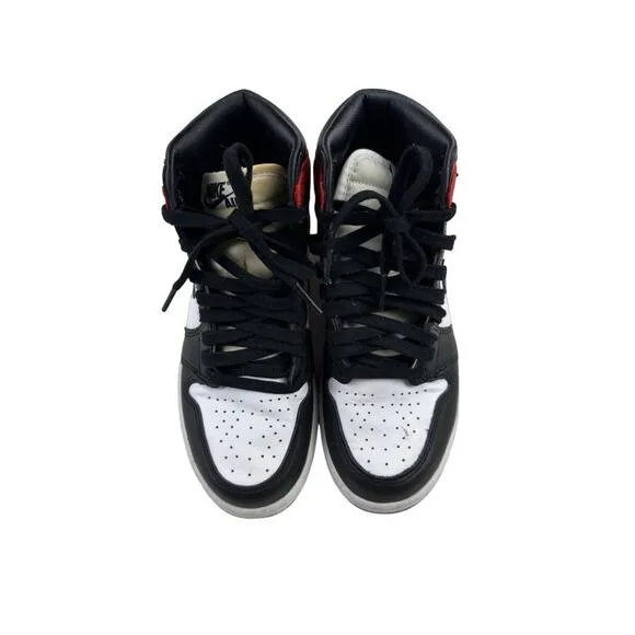 Nike - Air Jordans 1 Retro High Satin Black Toe Sneakers in Red and Black