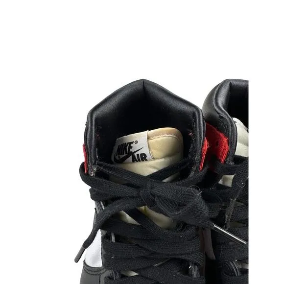 Nike - Air Jordans 1 Retro High Satin Black Toe Sneakers in Red and Black