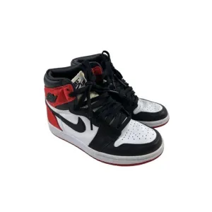 Nike - Air Jordans 1 Retro High Satin Black Toe Sneakers in Red and Black
