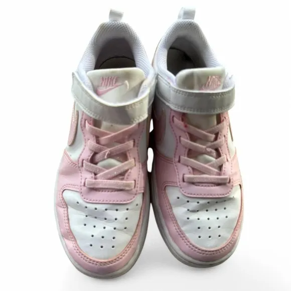 Nike big Kids Pink and White Nike Court Borough casual shoe