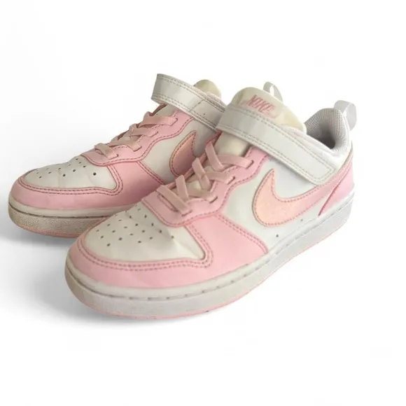 Nike big Kids Pink and White Nike Court Borough casual shoe