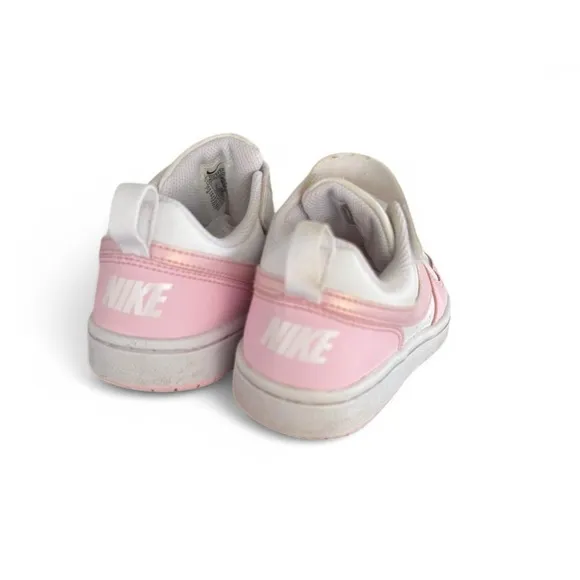 Nike big Kids Pink and White Nike Court Borough casual shoe