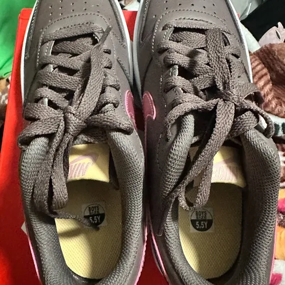 Nike Brown and Pink Court Borough Low 2 (GS)