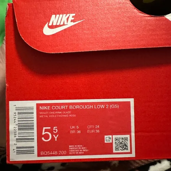 Nike Brown and Pink Court Borough Low 2 (GS)