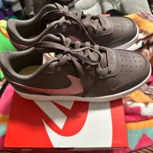 Nike Brown and Pink Court Borough Low 2 (GS)