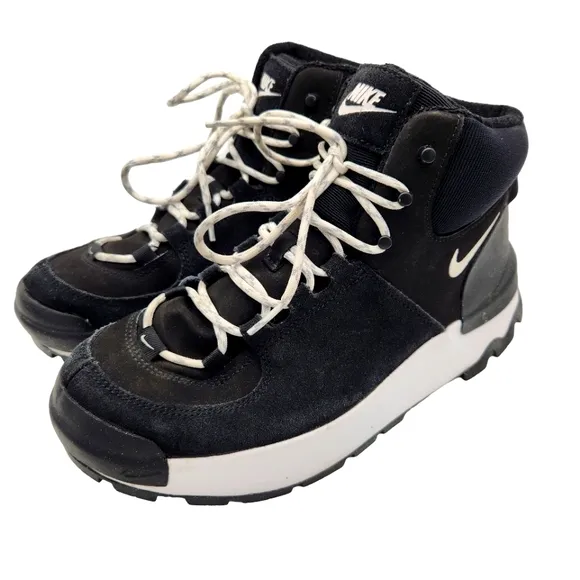 Nike City Classic Lace Up Sneaker Boots Black White Women's Size 8.5