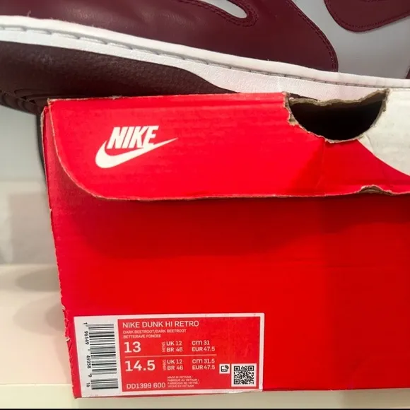 Nike dunk high retro-beetroot/gray sneakers