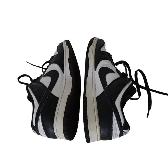 Nike Dunk Low Retro Black White Panda Leather Sneakers Men Size 9.5 DD1391 100