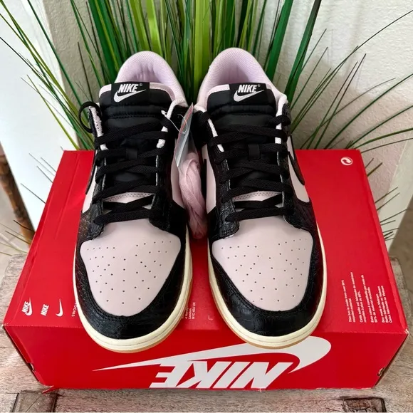 Nike Dunk Low Retro Pink Black Croc Sneakers