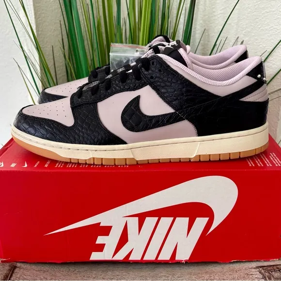 Nike Dunk Low Retro Pink Black Croc Sneakers