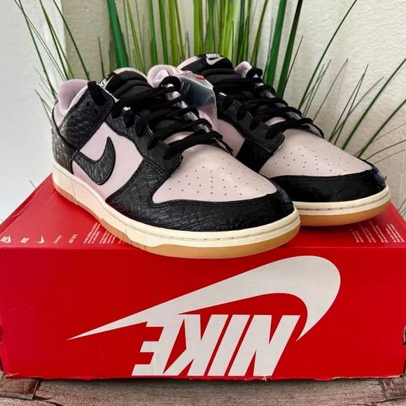 Nike Dunk Low Retro Pink Black Croc Sneakers